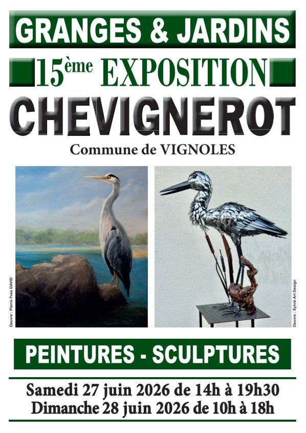 Poster of the 15th Granges & Jardins exhibition at Chevignerot, Vignoles, 27–28 June 2026